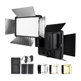 Dj-003 Wbloomsi Led Video Light With Barn Door 4400mah Rechargeable Battery 2 3200-6500k Cr