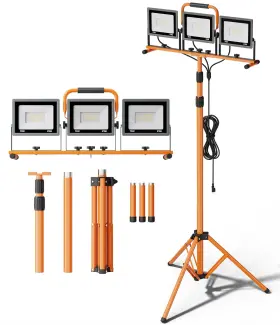 Pl0107 Welluck Upgraded 21000lumen Led Work Lights With Stand - 3 Head Adjustable Light