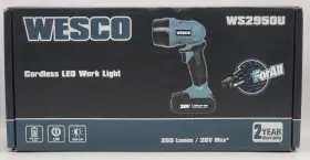 Ws295ou Wesco Cordless Led Work Light 250 Lumen Lithium-ion 20v Flashlight