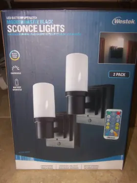 Bl-scdf-mb2ni Westek New Battery Operated 2 Pack Wall Sconce Led Lights With Remote Matte Black