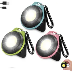 004756  Workpro 3pcs Magnetic Rechargeable Cob Keychain Work Light Flashlight With Hat Clip