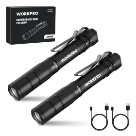 B0cb7v2jgg Workpro Rechargeable Pen Light Mini Flashlight 2 Pack Compact Edc Pocket Clip Us