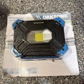 Workzone 061462068423 3x Rechargeable Led Spotlight Black/blue Lithium Ion Battery 2000 Lumen