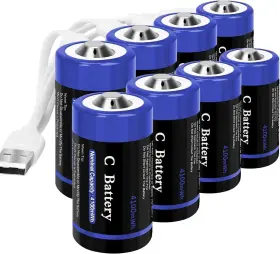 8c-4100 Wowpower Rechargeable Lithium C Cell Batteries With 4 In 1 Usb-c Charge Cable 8