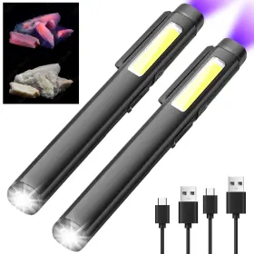 B0dhzfy7tp X.store 2pcs Rechargeable Pen Flashlight Led 365nm Uv Black Light Cob Torch