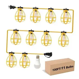 Gcdc100 Yaoledly 100ft Construction String Lights 100w 11 Bulbs Work With E26 Base