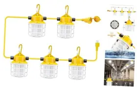 Yat Lighting 771077305366 50ft Led Construction String Lights 75w 7500lm Super Bright Work