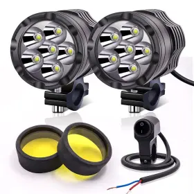 Mtcfg00-6001 Yngia Motorcycle Spotlights With Yellow Lens 2pcs Motorbike Led Driving Lights Fog