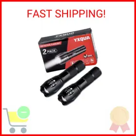 Yxqua 788479343599 High Lumens Led Flashlight 2 Pack Bright Tactical Flashlights With 3 Modes T 1