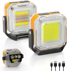 7536 Zdliteusa Rechargeable Work Light 2pack 1200lm Double-sided Portable Lights With 8 M