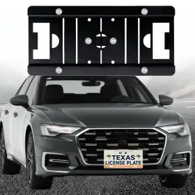 Zhenglilos 739750233115 No Drill Front License Plate Frame Compatible With Audi Adjustable Waterpro