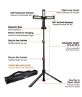 Husky 2200 Lumen Rechargeable Led Tripod Work Light Magnetic Base Bag New. Price: $50.00.