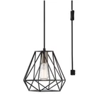Hampton Bay Brielle 60-WATT 1-LIGHT Matte Black Shaded Pendant -cage New. Price: $17.47.