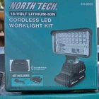 North Tech 18V Li-ion Cordless Led Worklight Kit 241-9909 W/ Charger & Battery New. Price: $24.50.