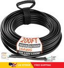 Plugsaf 16/3 Gauge 200 Ft Extension Cord Outdoor Black Waterproof, Cold Weather New. Price: $75.96.