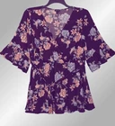 Torrid Plus 3 (22/24) Purple Floral Bell-sleeves Top W/belt Tie Pre-owned. Price: $9.95.