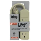 Uninex Strip Grounded Power, Extension Cord, 3OUTLET-1FT-13A/125V/1625W New. Price: $17.99.