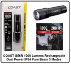 Coast G56R 1000 Lumens Rechargeable Dual Power IP54 Pure Beam 3 Modes New. Price: $21.49.