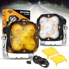 2X Led Driving 4.5" 128W Hyper Flood Beam Work Spotlights Pod & Amber Drl New. Price: $161.49.