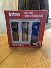 Totes 3-PACK Everest Led Flashlights Metal Assorted Colors With Wrist Strap Open. Price: $9.99.