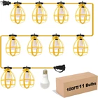 100FT Construction String Lights, 100W 11 Bulbs Work With E26 Base, New. Price: $85.49.