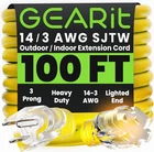 Gearit 100 Ft Extension Cords 14/3 Gauge Outdoor/indoor Sjtw Awg Prong Heav New. Price: $111.39.