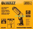 Dewalt DCL050 Led 20V Pivoting Flashlight Work Area Open. Price: $59.97.
