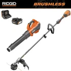Ridgid 2-TOOL Kit 14" 18V Brushless Cordless Battery String Trimmer Leaf Blower New. Price: $263.94.