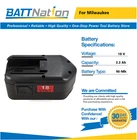 18V 3.3AH Nimh Battery For Milwaukee 48-11-2200 48-11-2230 48-11-2232 New. Price: $49.45.