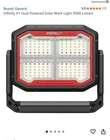 New Infinity X1 Dual Powered Solar Led Work Light 3000 Lumen Open. Price: $49.99.