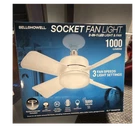 Bell+howell Socket Fan Light Led 1000LM 15.7IN 3-SPEED 5000K Remote New. Price: $30.99.