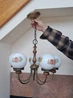 Chandelier 5 Arm Retro Mcm Hanging Light Fixture Underwriters Floral Globes Used. Price: $229.99.