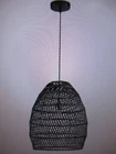 48-WATT 1 Light Black Cage Shade Pendant With Rattan Open. Price: $76.46.