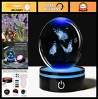 3D Butterfly Crystal Ball Night Light Lamp, 80MM Glass Sphere With Led Stand, Un New. Price: $51.99.