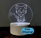 Personalized Cute Cat Led Light With Name, Remote Control, Color Changing New. Price: $23.99.