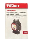 Hyper Tough 500-LUMEN Rechargeable Compact Led Work Light 3-MODES Magnetic Base Open. Price: $9.99.