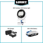Hart 20-VOLT Led Clamping Light Kit, 900 Lumens, (1) 1.5AH Lithium-ion Battery New. Price: $63.99.