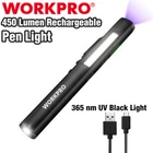 Workpro Usb Rechargable Pocket Pen 450 Lumen Led Flashlight Uv Black New. Price: $17.99.