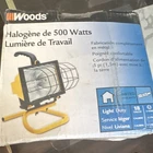 Woods 500W Halogen Work Light, 120V Corded Metal Yellow/black New. Price: $31.50.