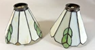 Set 2 Vtg Tiffany Style Stained Glass Bell Shaped Light Shades Floral Green Used. Price: $65.00.