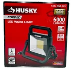 Husky 6000 Lumen Led Portable Corded Work Light Open. Price: $32.99.
