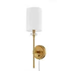 Home Decorators Dawson 1-LIGHT Aged Brass Wall Sconce With White Fabric Shade New. Price: $23.70.