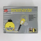 Commercial Electric 307-956 25FT Retractable Cord Reel With Work Light, Open Box. Price: $45.00.