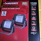 Husky Rechargeable Led Work Lights 2-PACK 1500 Lm Usb-c Magnetic Base New. Price: $27.98.