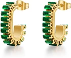 Pendientes Aro Oro Con Cristales Verdes Para Mujeres Y Ni As. New. Price: $35.39.