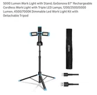 Gogonova 5000 Lumen Light With Stand, 67'' Rechargeable Cordless Work... Open. Price: $49.00.