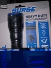 Surge Tactical Heavy Duty Led Flashlight 2000 Lumens, Batteries Included, New. Price: $14.00.