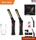 Durable Magnetic Base Led Work Lights - Rechargeable, 360 & Waterproof, 2 Pack New. Price: $23.39.