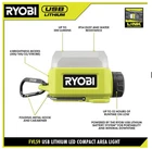 Ryobi Usb Lithium Led Compact Area Light FVL59 * Bare Tool Tested Open. Price: $19.80.
