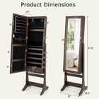 Costway Lockable Mirrored Jewelry Cabinet With Stand Led Lights-brown Colo New. Price: $252.09.